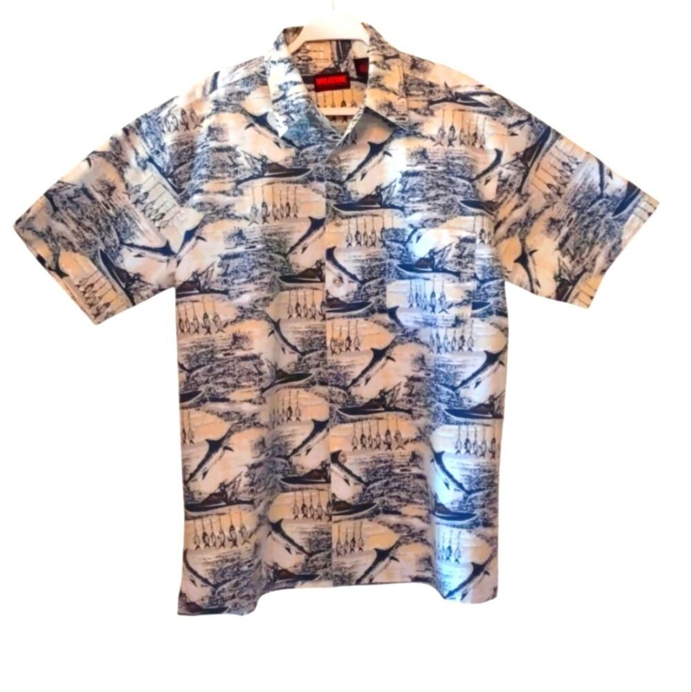 WOLVERINE Men Cotton Shirt Fish Sport Untuck Size L